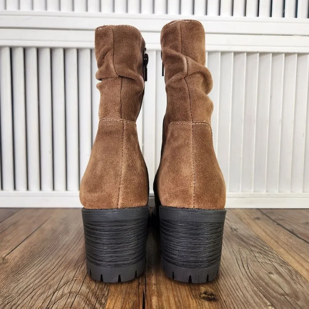 Bella Vita Hattie Cognac Suede Womens Size 7 M Brown Leather Boho Booties Boots